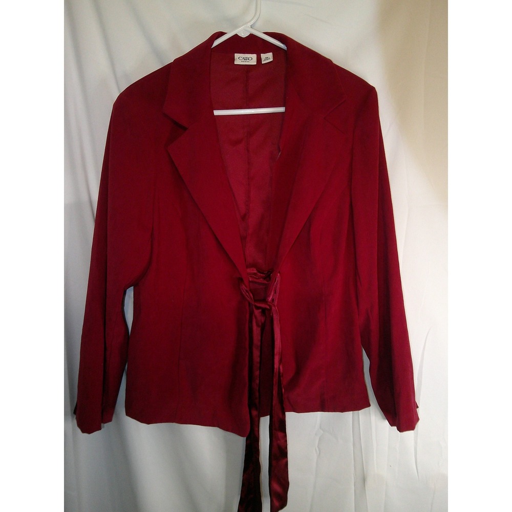 Cato Woman Red Tie Front Blazer Jacket Career Office Business 16W
